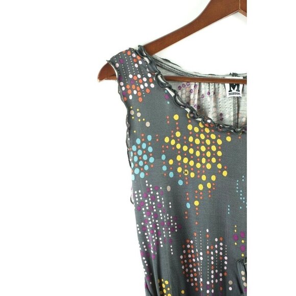 M Missoni Women's Size US10 Medium Grey Polkadot Dress Cotton Sleeveless Mini - Picture 2 of 7